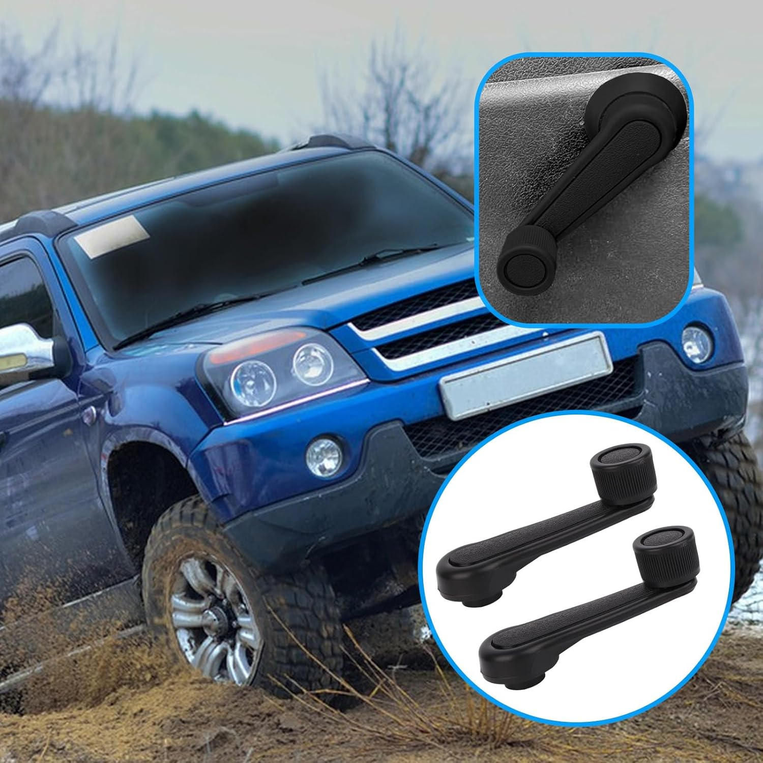 2Pcs Manual Window Handle Car, Driver & Passenger Side Replacement Crank Handles for 1992-1998 Geo Tracker Suzuki (Black)