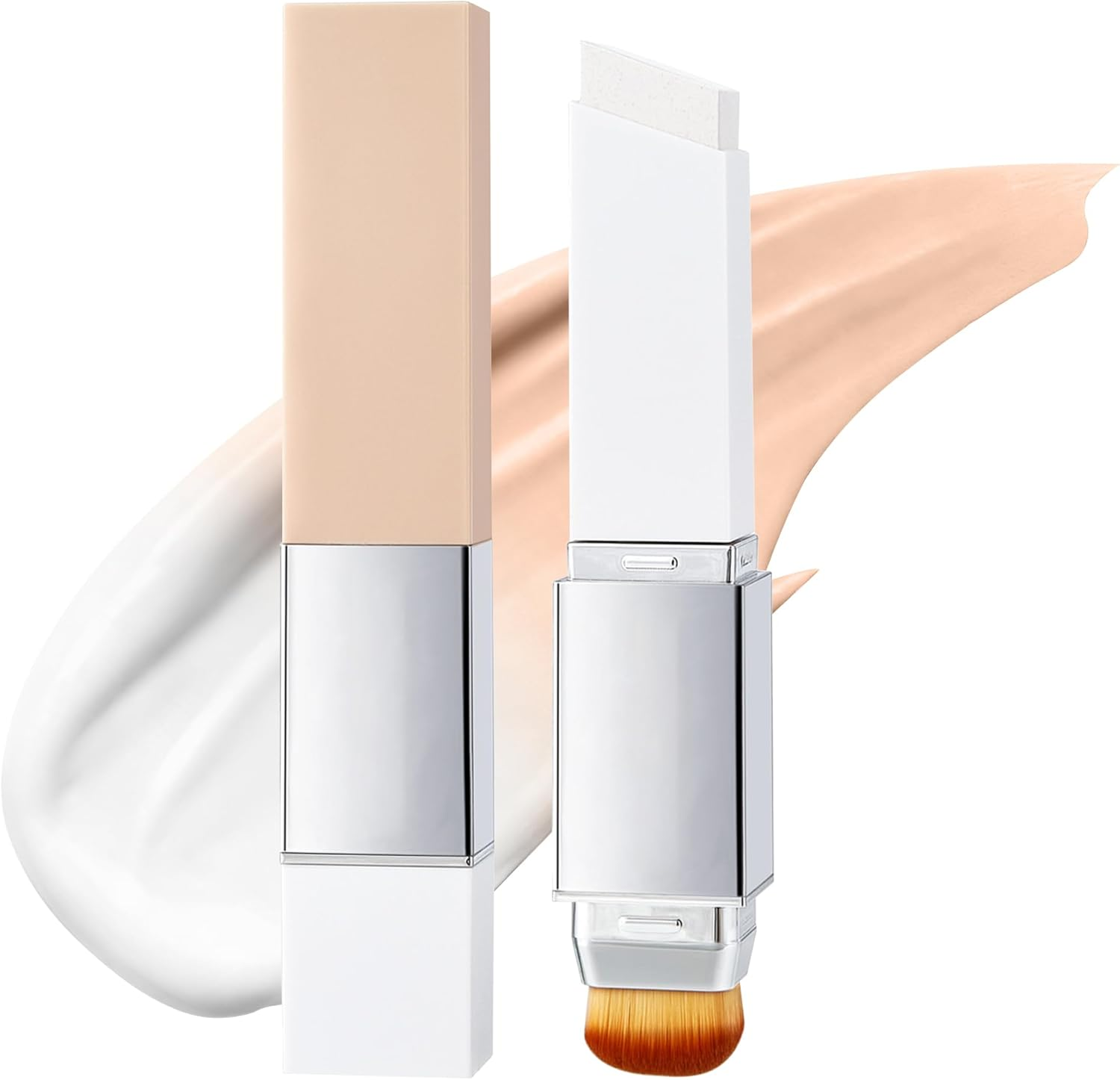 Depehelp Color-Changing Foundation Stick Medium to Full Coverage Dewy Finish Base Makeup, with Detachable Brush, Dewy Finish Base Makeup for Daily & On-The-Go (NATURAL)