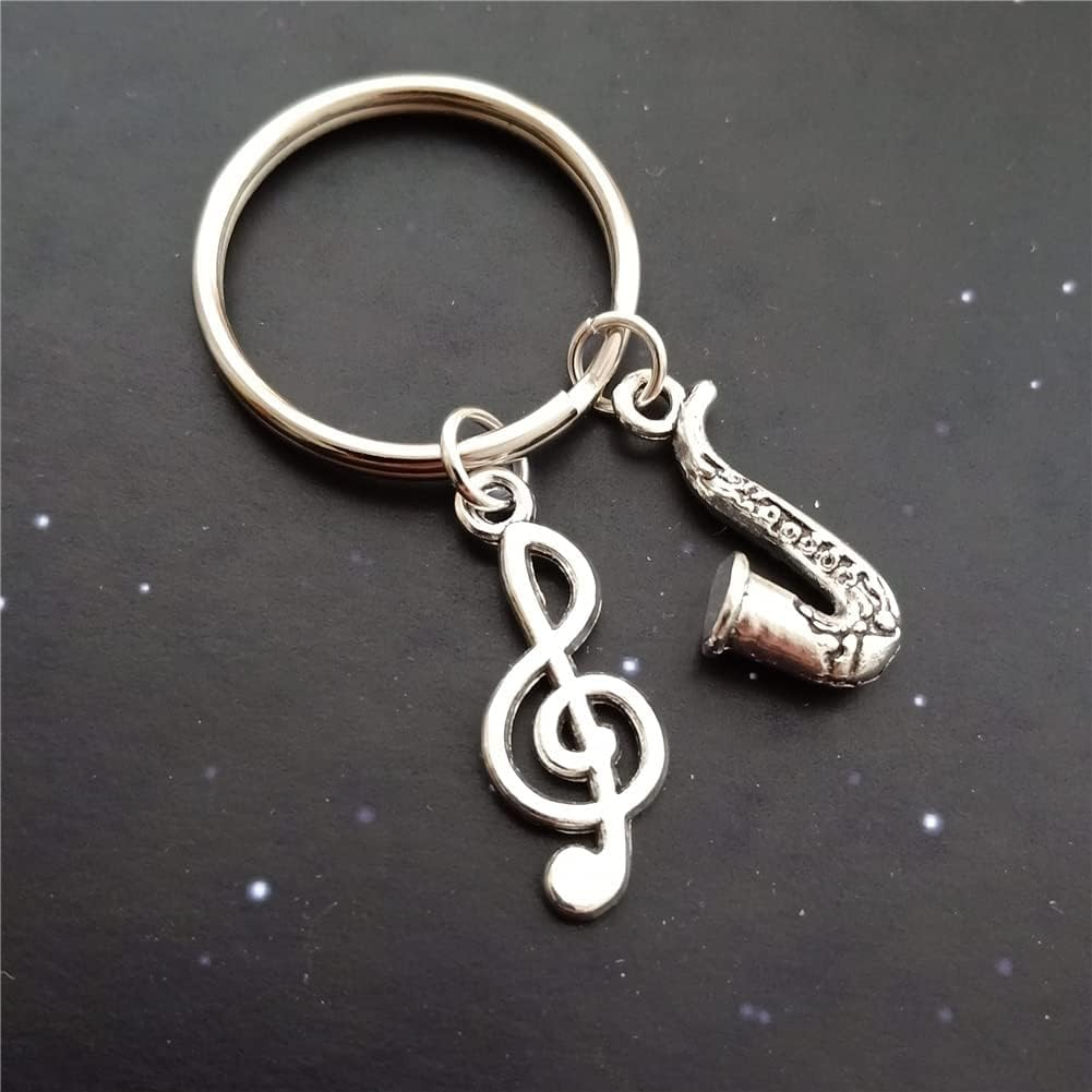 3Pcs in Set Saxophone Keychain, Sax Music Note Clip on Charm, Tiny Musical Instrument Charms, for Music Lover image number 4