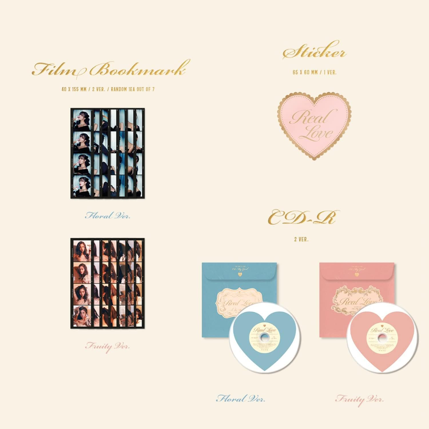 OH MY GIRL - the 2Nd Full Album [Real Love] (Fruity Ver.) Photobook + Photocard + Selfie Photocard + Message Card + Film Bookmark + Sticker + CD-R image number 1