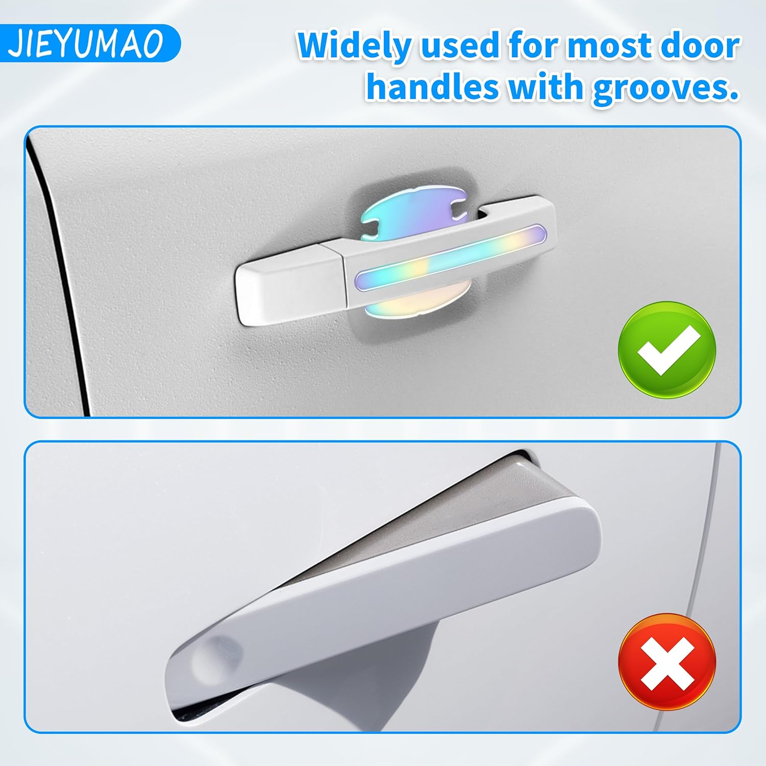20Pcs Universal Car Door Handle Protector, 2 Colors Reflective Bowl Sticker, Plastic Material, Protects Door Handle from Scratches image number 3