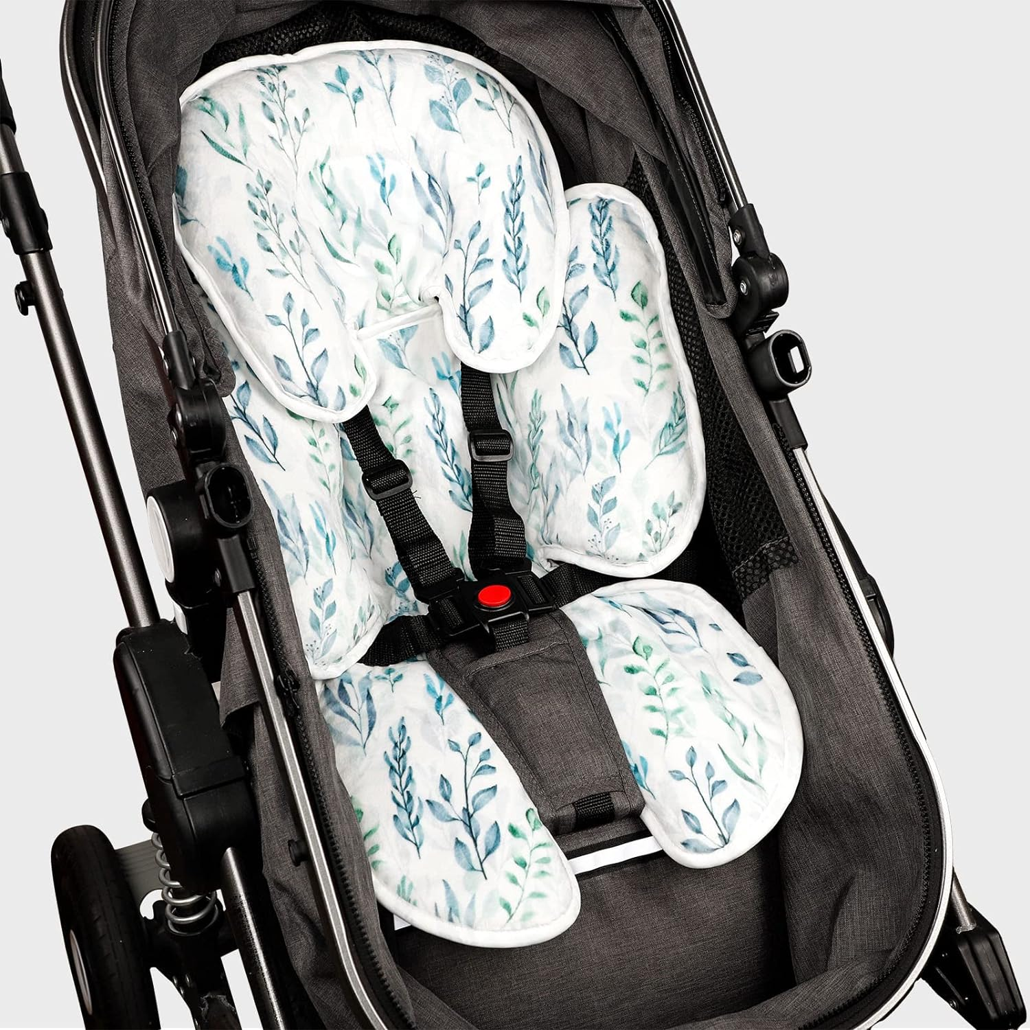 DILIMI Infant Car Seat Insert, 2-In-1 Carseat Head Support for Newborn, Soft Baby Head Support for Car Seat, Stroller, Bouncers, Green Leaf image number 6