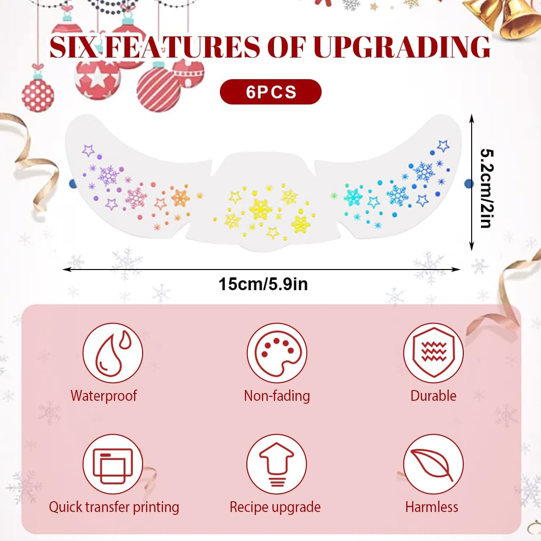 VYIBPDY Pack of 10 Holographic Multichrome Glitter Freckles Face Tattoos, Glitter Temporary Tattoo Set, Waterproof, Christmas Festival Glitter Face Patches, for Adults and Children