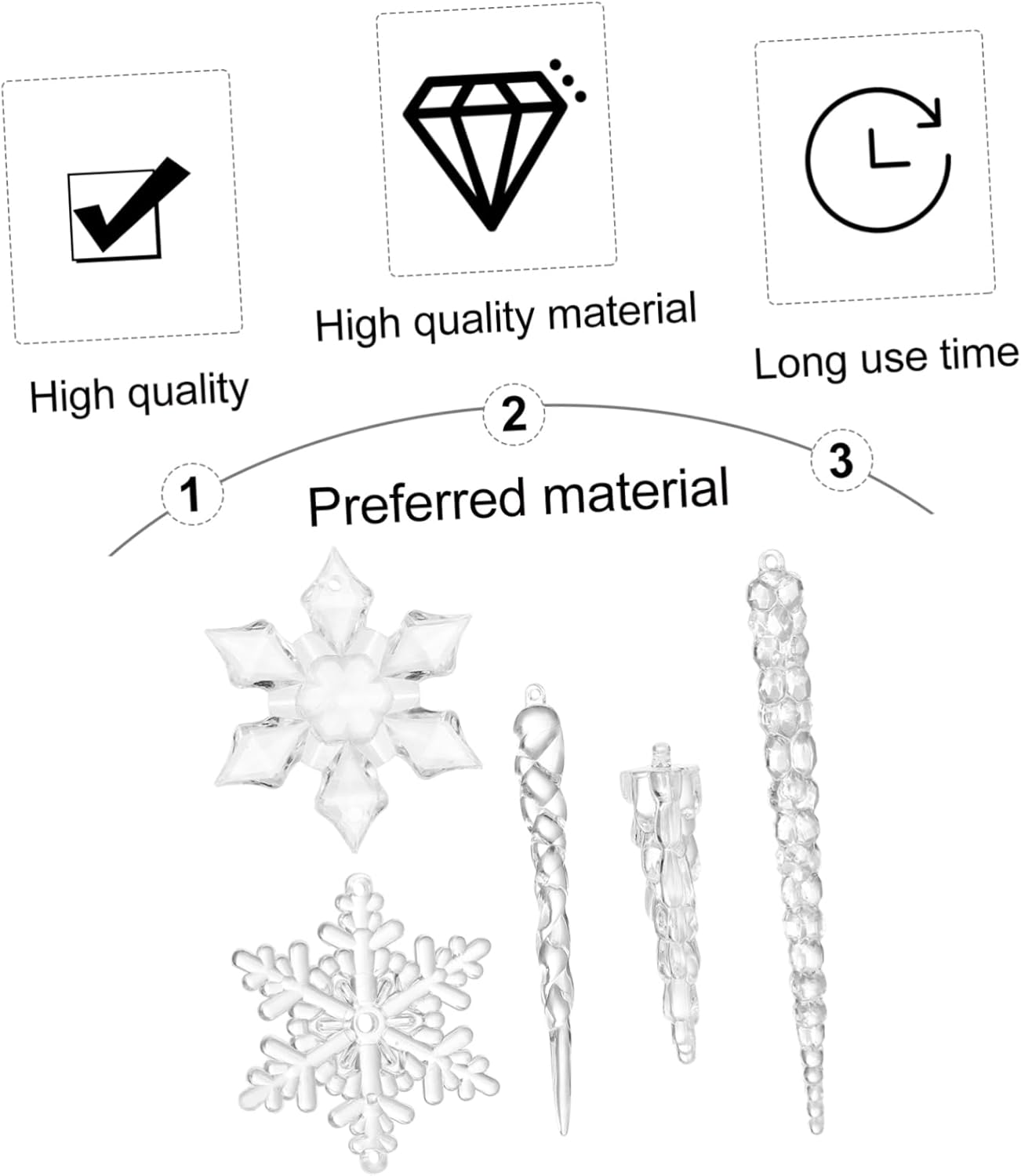 19Pcs Plastic Xmas Tree Drop and Snowflake Ornaments Hanging Pendants for Winter Party Wedding Home Decoration image number 4