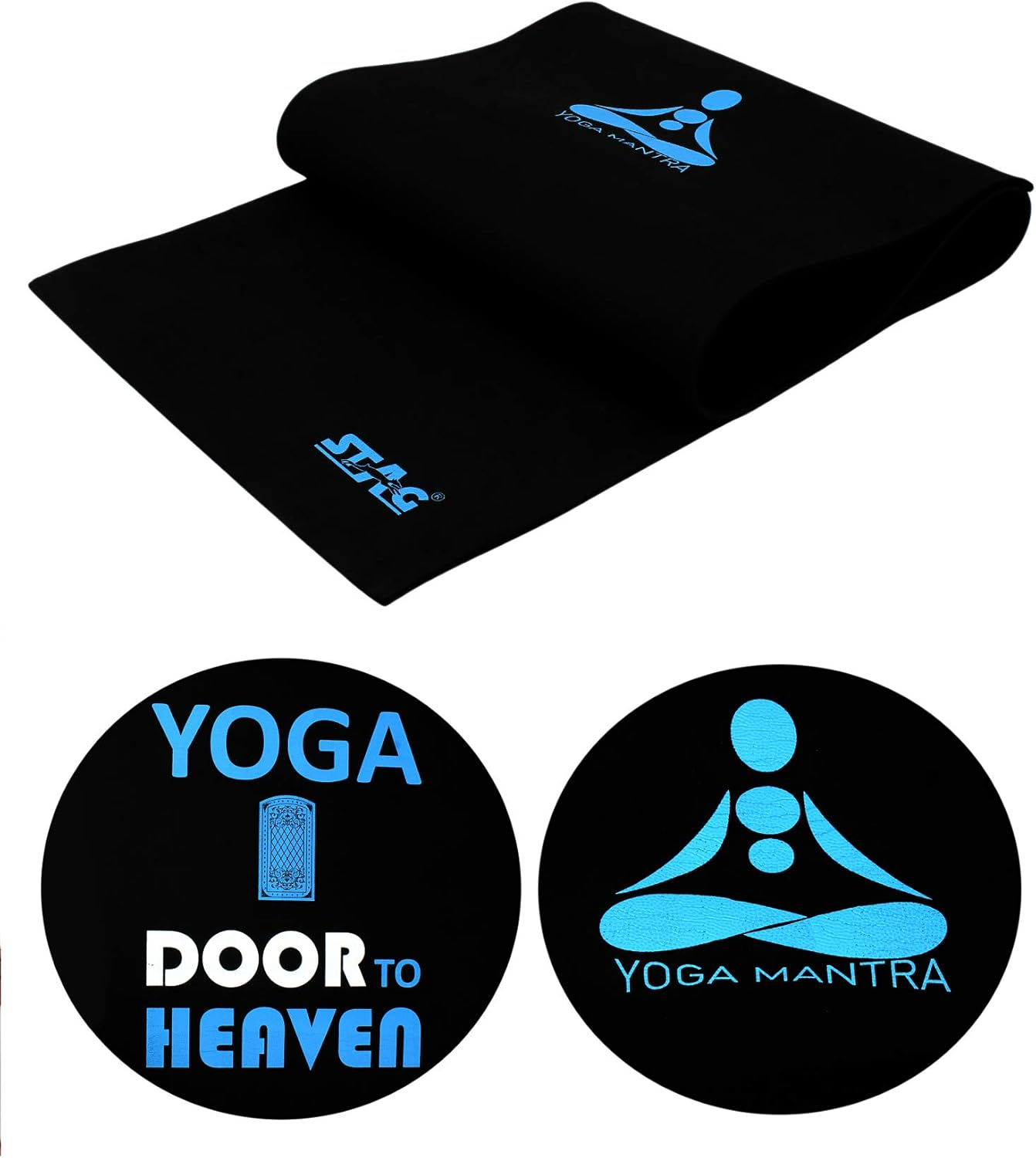 Stag Designer Yoga Mat, 4Mm (Black/Blue/White) image number 4