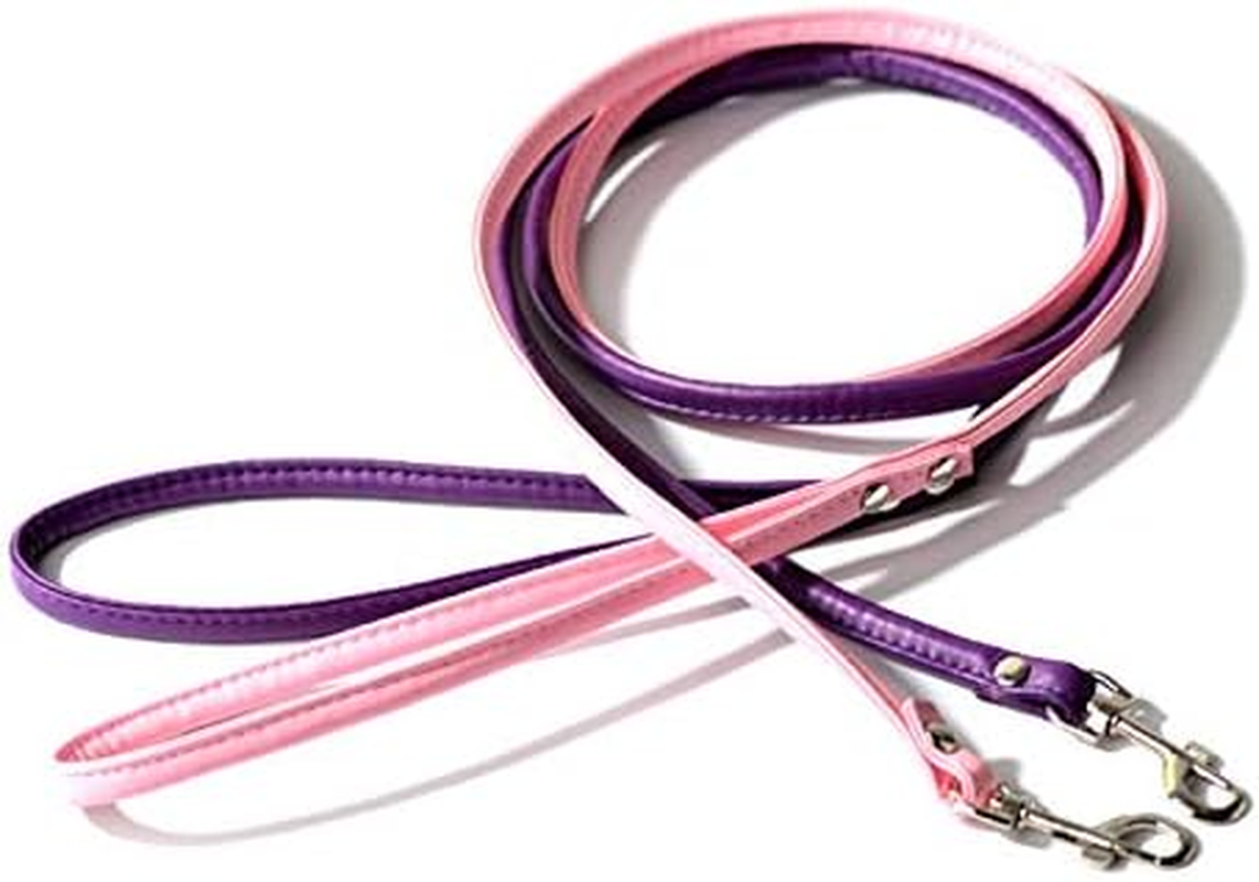 2 X Small Dog PU Leather Leads Pup Pet Leashes Pink image number 2