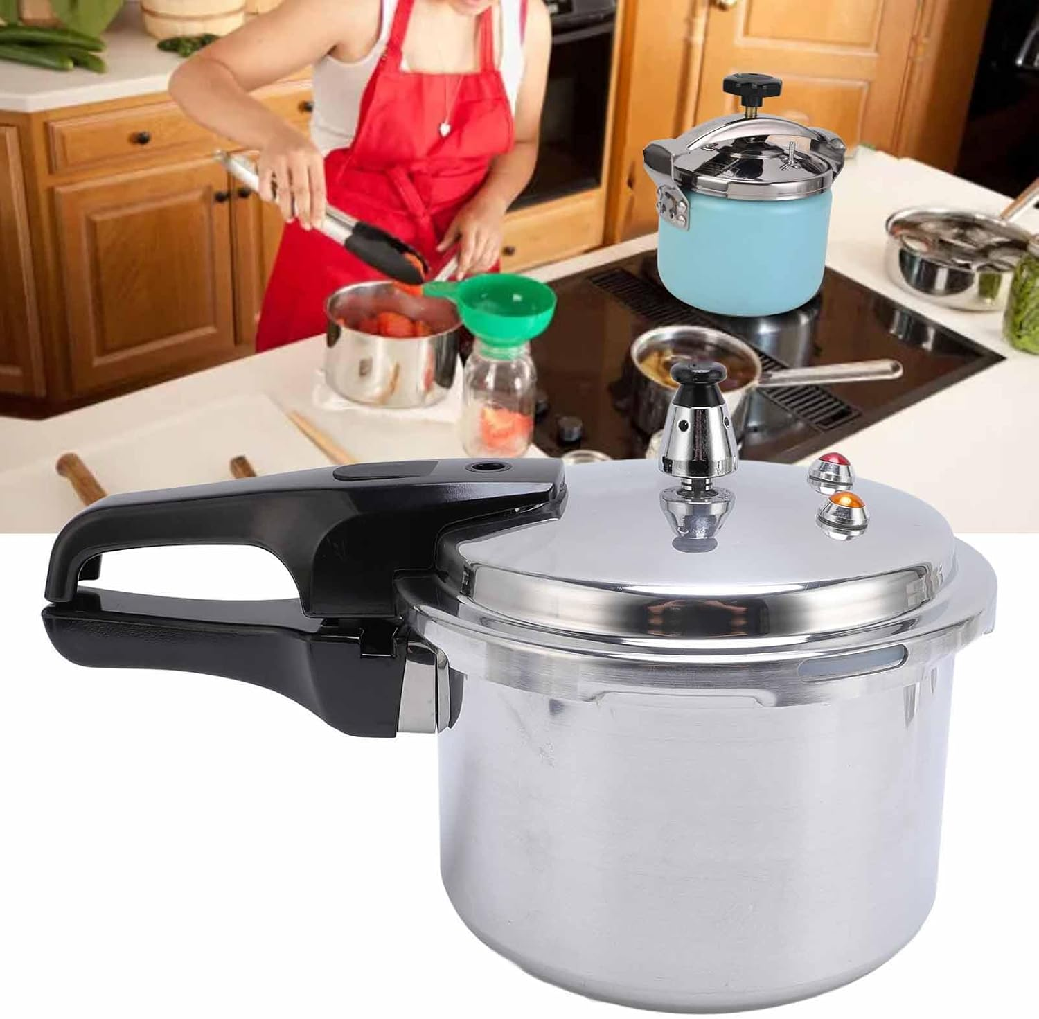 Pressure Cooker, Aluminium Alloy Pressure Canning Pot Cooker Explosion Proof, Large Capacity Rice Cookware Fast Cooking Suitable for Stovetops (20CM/4L) image number 1