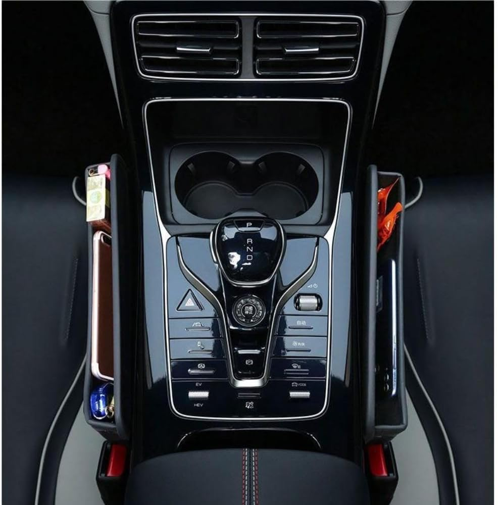 Poemtian Leather Car Seat Storage Box Car Seat Gap Filler, Car Seat Gap Filler Organizer,Upgrade PU Leather Console Organizer, Car Seat Crevice Storage Box for Holding Phone, Key and Cards image number 2
