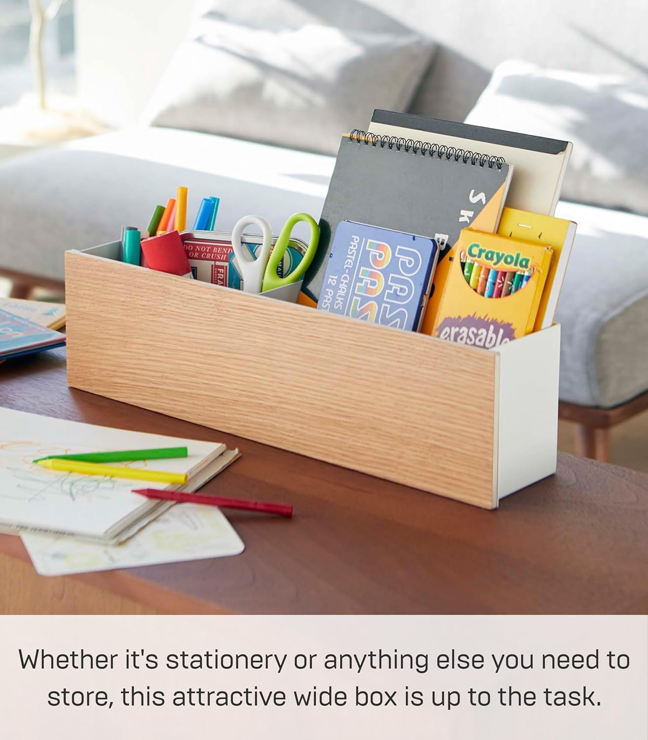 Yamazaki Home Storage Box | Steel | Desk Organizer, One Size, Ash image number 3