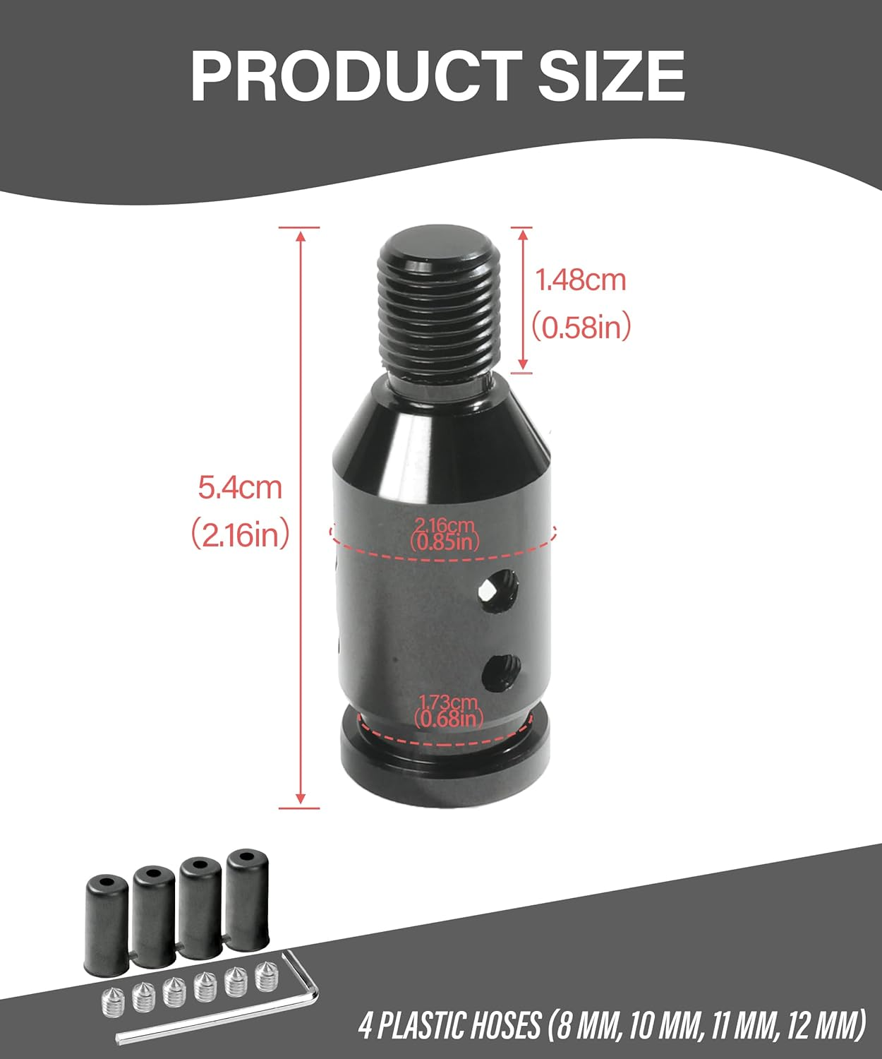 YAKEFLY Universal Gear Shift Knob Adapter,Aluminum Alloy Automatic Shifter Adapter Car Shift Knob Adapter,Shifter Knob Boot Retainer Gear Stick Connector for Non-Threaded Manual Gear M12X1.25 (Black) - Black image number 2