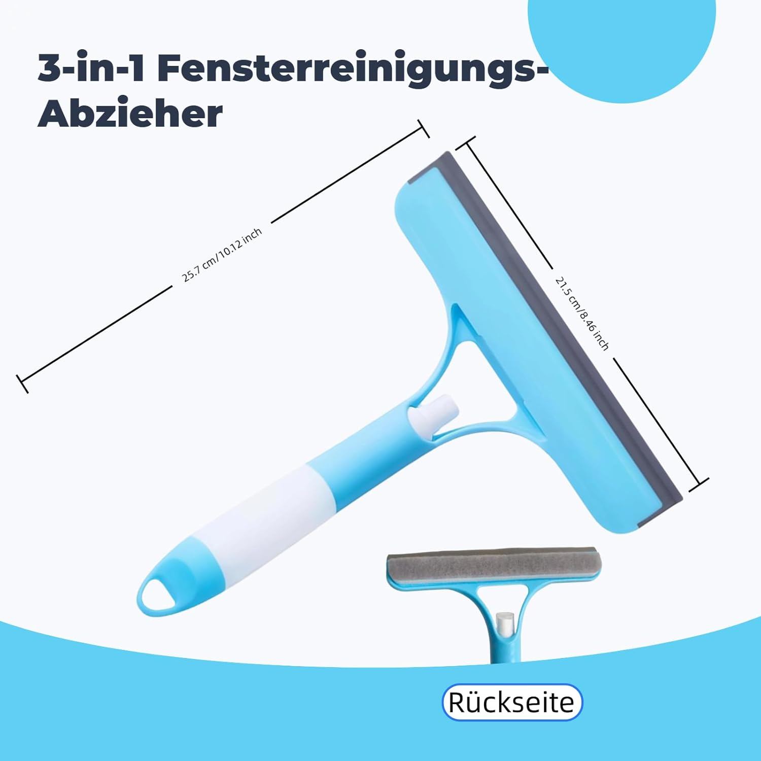 3-In-1 Window Squeegee and Shower Squeegee with Spray Bottle & Sponge, Ergonomic Glass Cleaner and Scraper for Shower Enclosures, Car Windows, Mirrors, Streak-Free Cleaning Tool image number 4