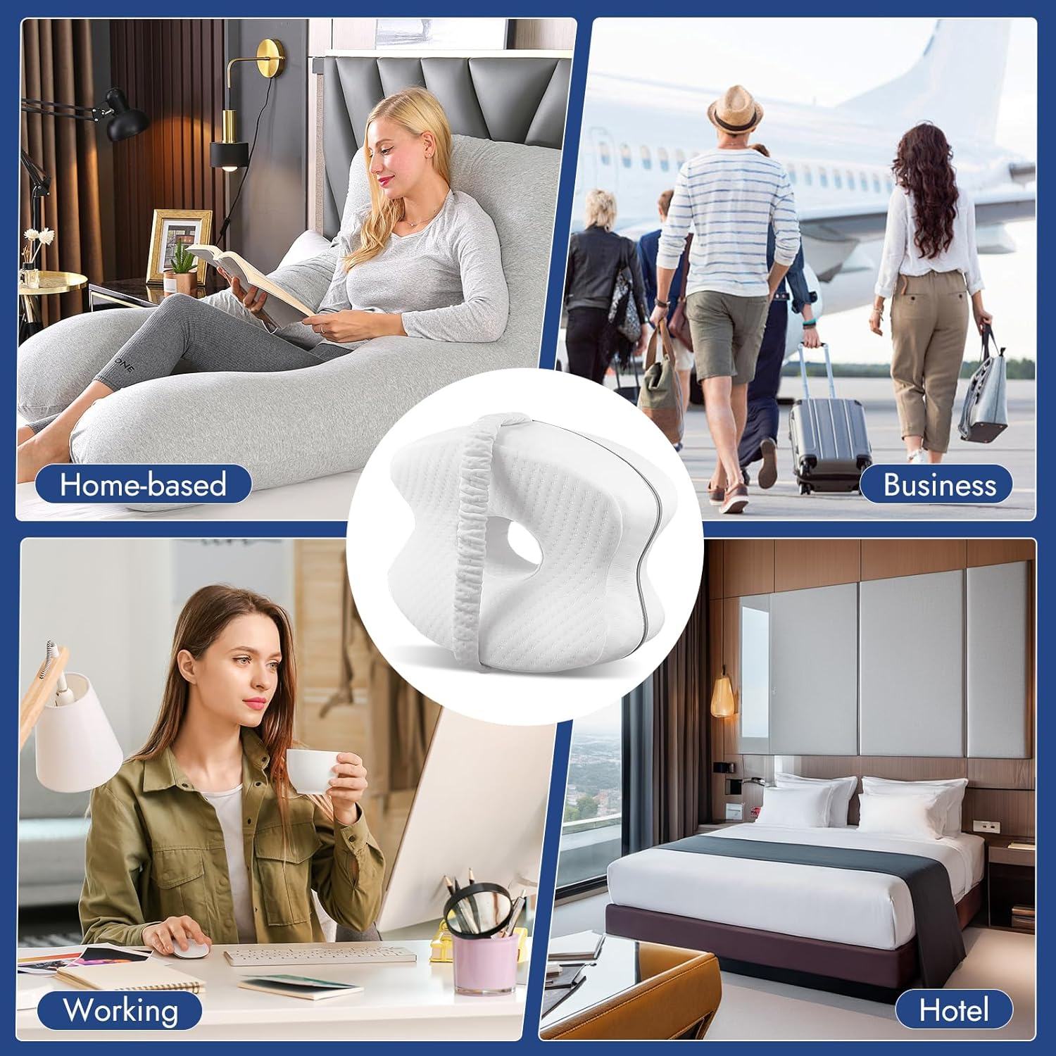 Knee Pillow, Ergonomic Side Sleeper Pillow Memory Foam Knee Pillow Orthopaedic for Leg, Knees, Hip Back and Pregnancy Support, Removable and Washable image number 4