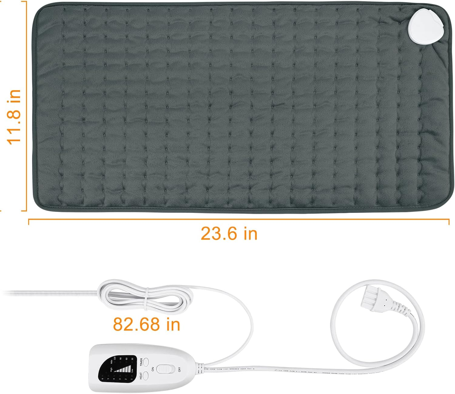 Heating Pad, Electric Heat Pad with Automatic Switch-Off and 6 Temperature Levels Heating Pad for Back Neck Shoulder Belly Heating Technology - Machine Washable(Dark Gray, 12" X 24") image number 3