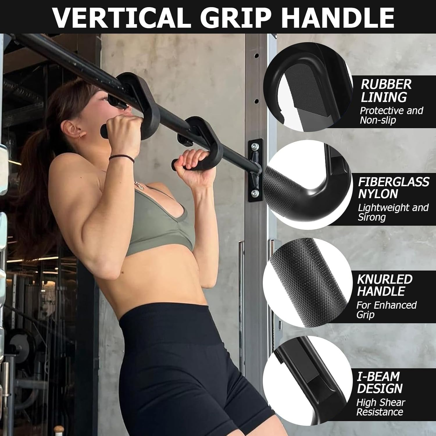 Neutral Grip Pull up Handles Attachment - Pull up Handles Strap Grip for Pull-Up Bars, Resistance Bands, Barbells, Fitness Equipment, Gym Equipment | Ergonomic Portable image number 3