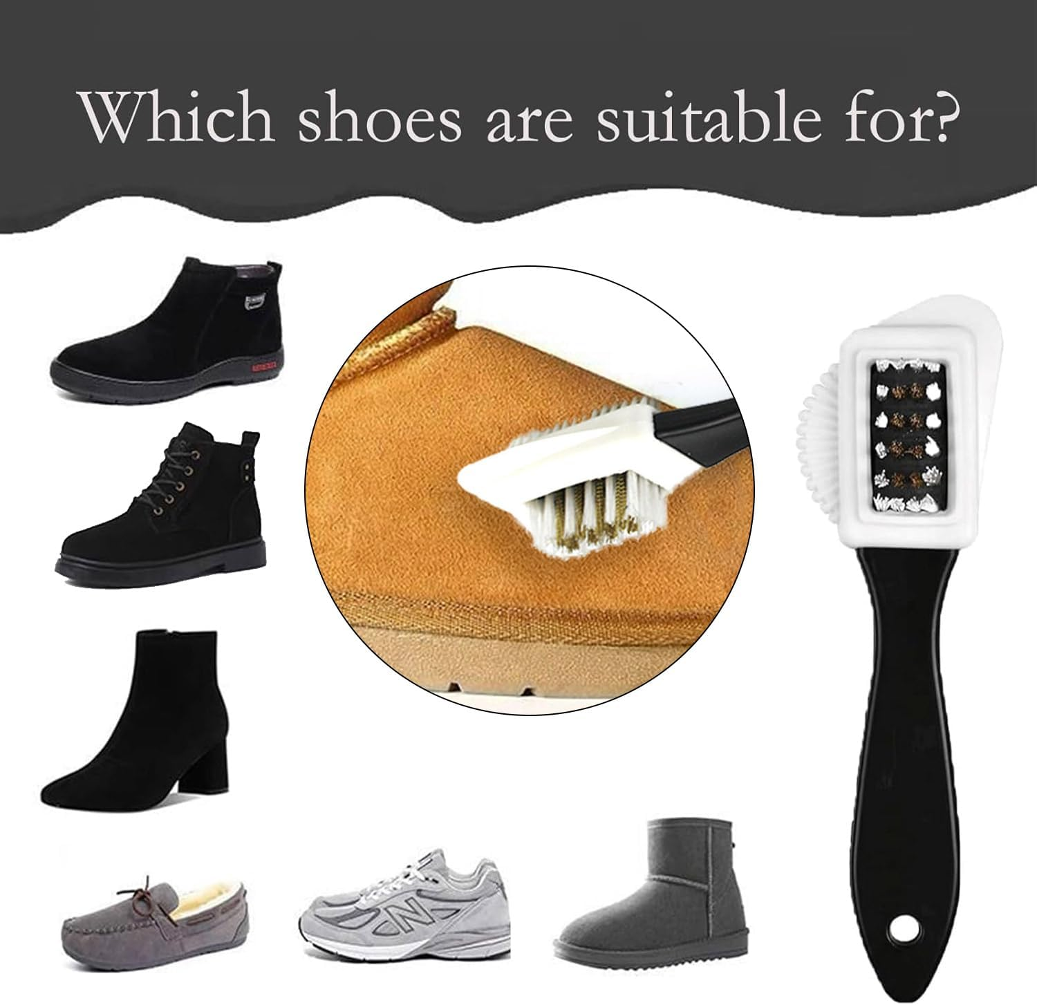 Suede Brush for Boots, Nubuck Brush for Suede Leather, Comprehensive Cleaning Tool for Shoes, Bags, and Jackets, Removes Dirt and Restores Nap, Gentle and Effective image number 5