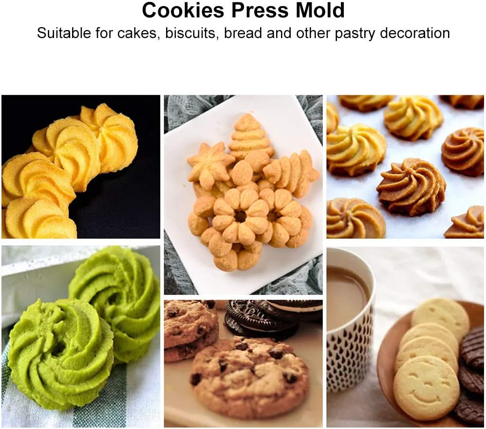 Cookie Press Set with 20 Decorative Moulds, 4 Piping Nozzles, Biscuit Maker Bakeware Kit for Home Baking image number 2