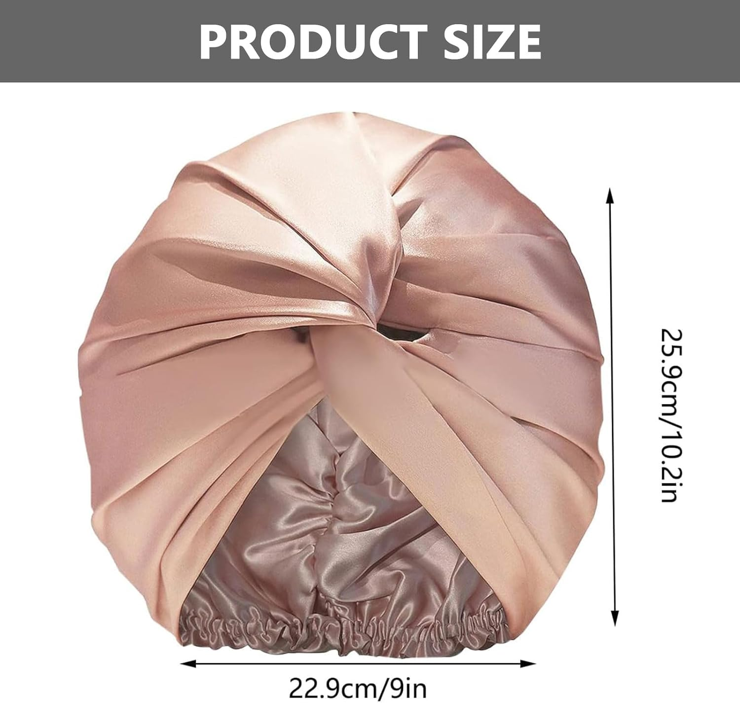 Ruibex Silk Hair Bonnet for Sleeping Mulberry Silk Bonnet Sleep Cap Hair Wrap Turban for Women Curly Hairs, Sleeping Cap with Elastic Bow, Champagne Colour, Compatible with 52&ndash;58 Cm Head Size