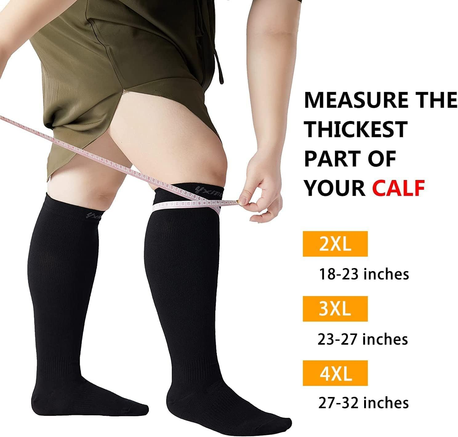 Premium Graduated Compression Socks for Wide Calves - Breathable Bamboo Fiber Stockings, for Men & Women, Running, Travel & Varicose Vein Relief image number 4