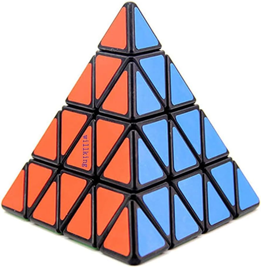 Willking Pyramid Speed Cube 4X4 Pyraminx Puzzle Triangle Twist Magic Cube Black