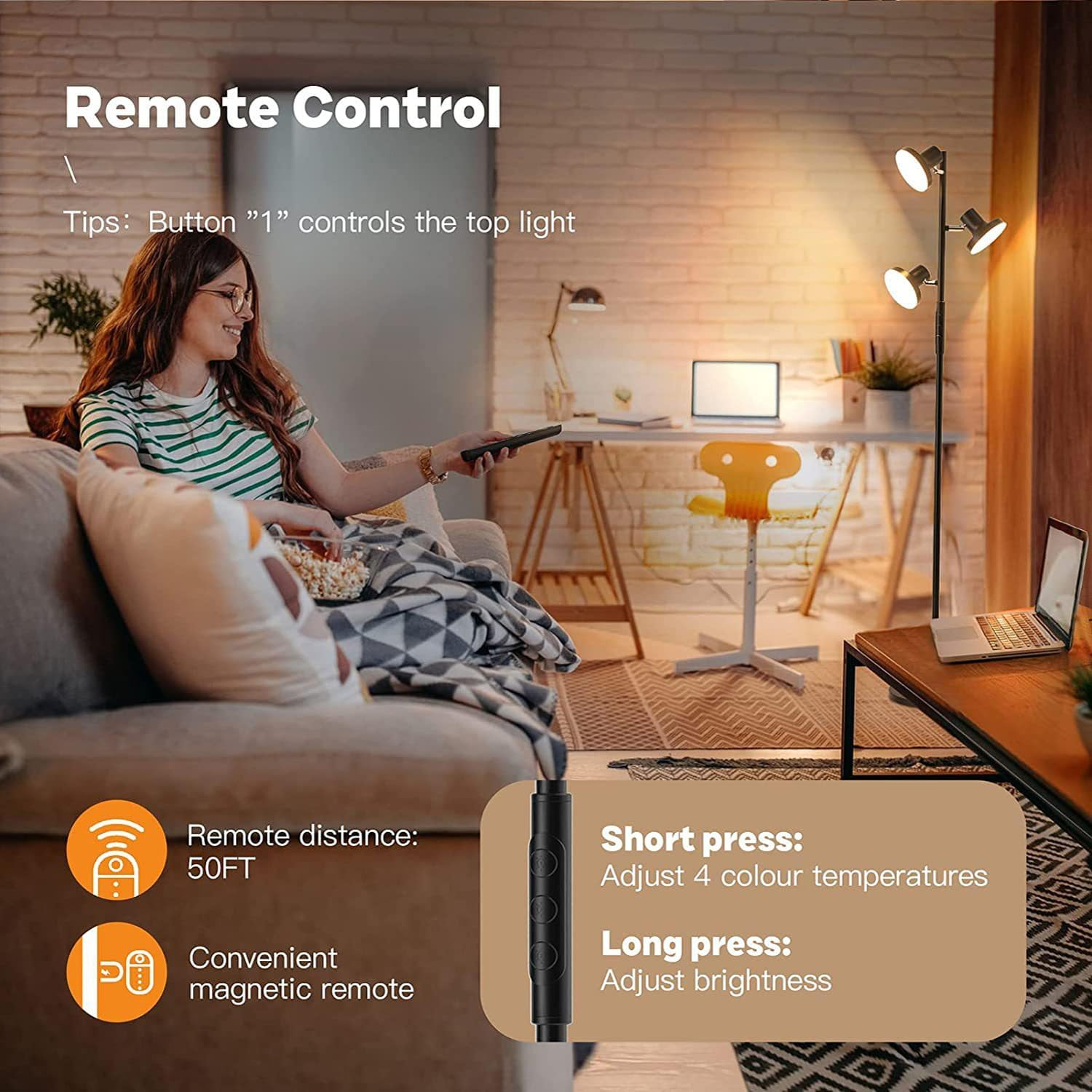 LED Floor Lamp 2700K-6500K Dimmable Standing Lamp with 3 Rotatable Lights & Timer Tall Lamp Morden Living Room Lamp for Bedroom Office Reading image number 1