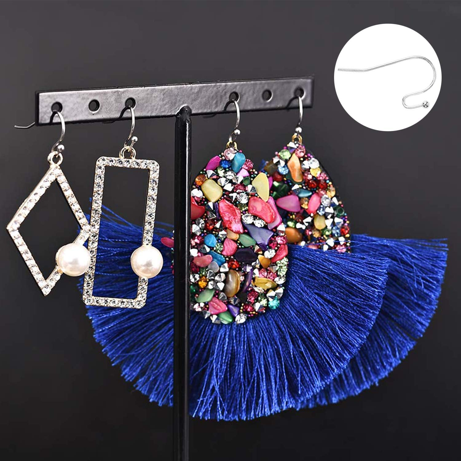 Earring Hooks Silver Plated Hypoallergenic Ear Wires for DIY Jewelry Findings （200PCS Earring Hooks+200Pcs Earring Backs） image number 5