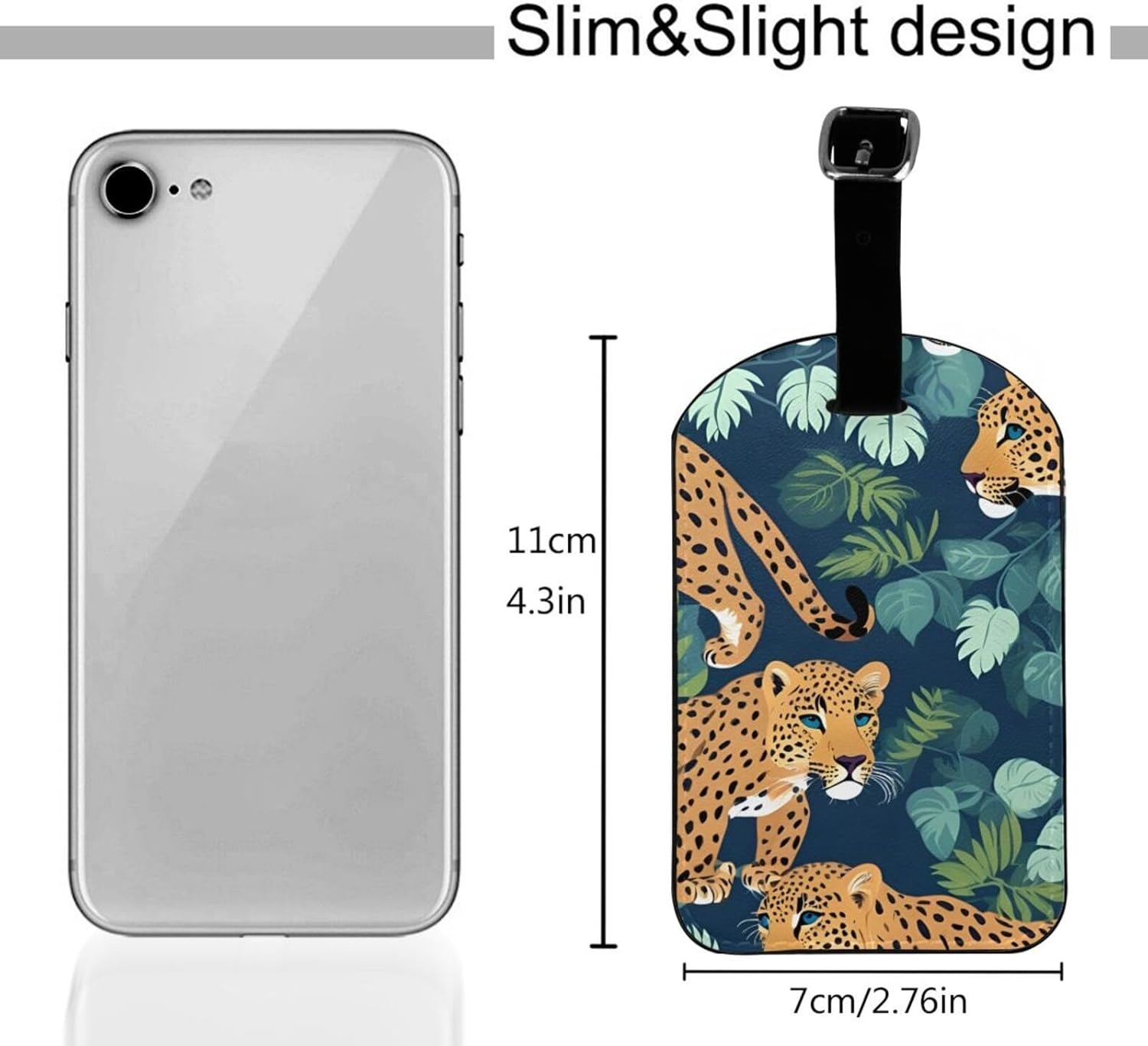 Leopard Print Elegant Tag Stylish Tag Luggage Tag 4.3 X 2.76 Inch for Suitcases Travel Bags image number 5