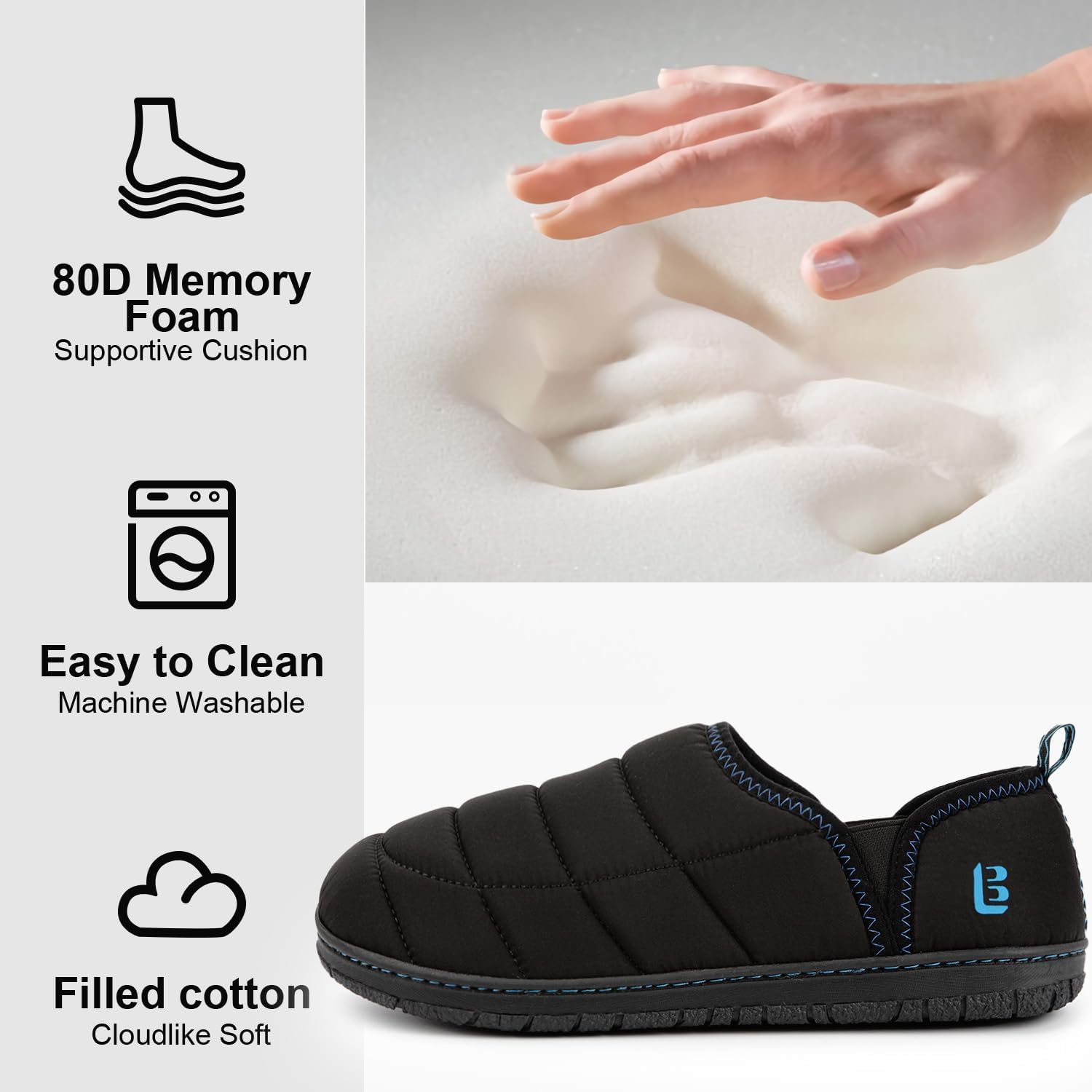 Longbay Men'S Outdoor Slippers Two Tone Warm Memory Foam Slip on Indoor House Shoes Bedroom Loafers image number 2