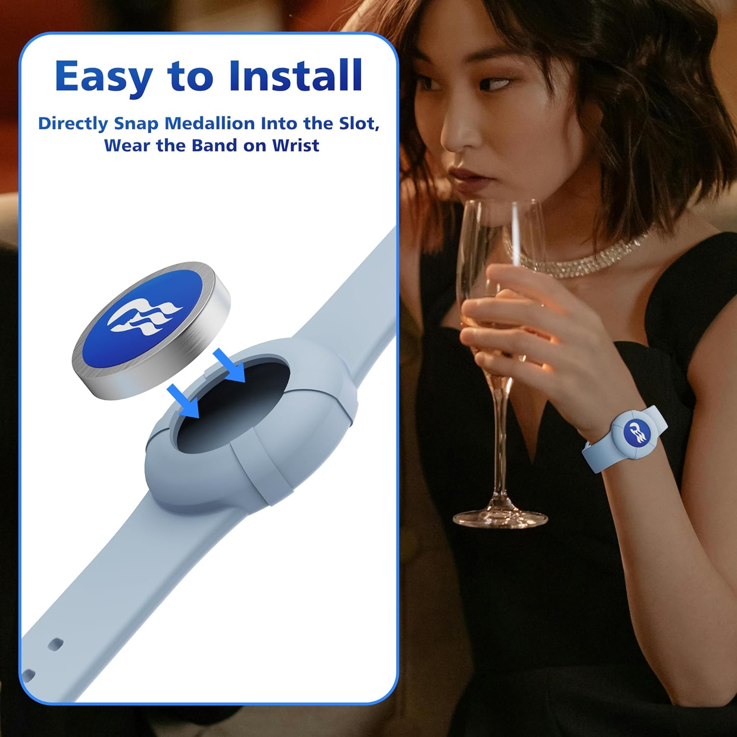 4 Packs Princess Cruise Medallion Holder, Breathable Soft Silicone Wristband for Carnival Ocean Medallion for Women Men Girls Kids Children (Black, Blue, Green, Purple) image number 2