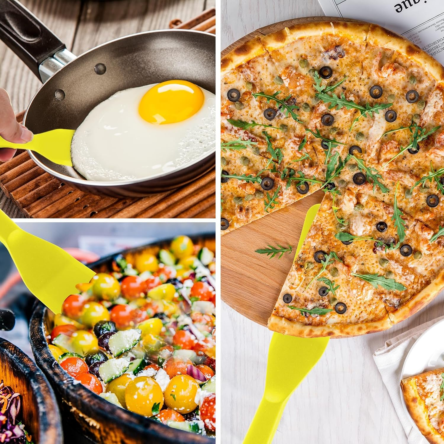 2 Pack Silicone Thin Omelet Turner, Heat Resistant Long Crepe Spatulas for Nonstick Cookware, Pancake Spatula for Egg Cake Pizza Steak Omelet Crepes (Yellow) image number 2