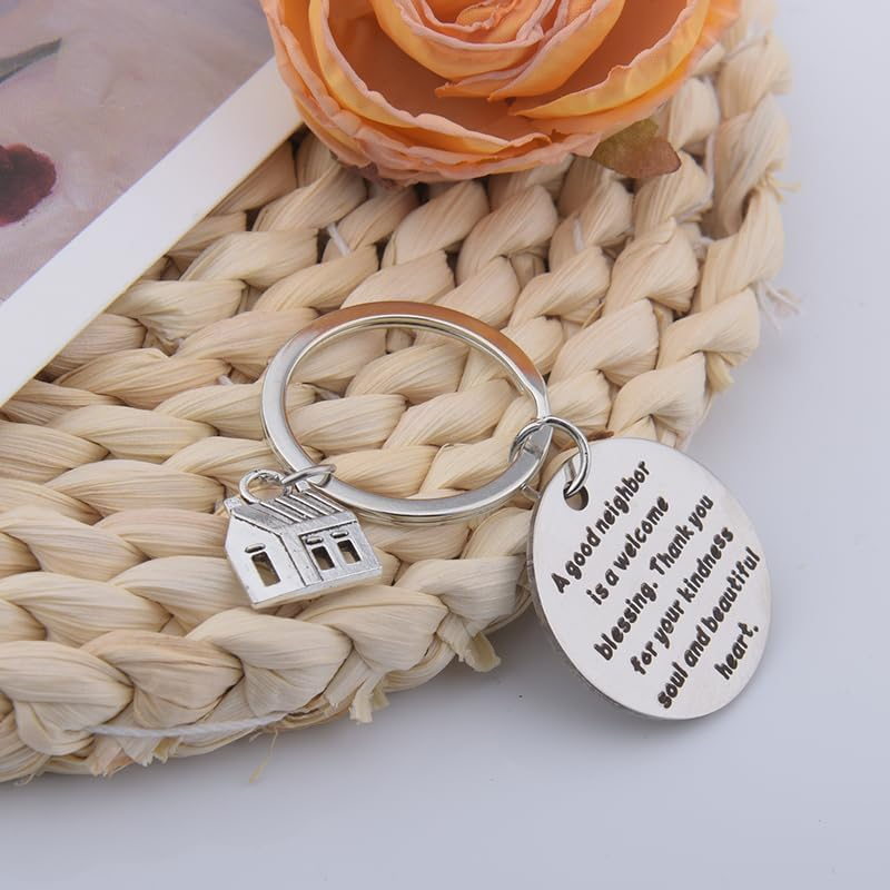 Neighbor Keychain Gifts for Men Women Neighbor Christmas Birthday Gifts for Neighbors Moving Away Gifts for Neighbors Thank You Keychain Gifts for Neighbor Felmale Male image number 1