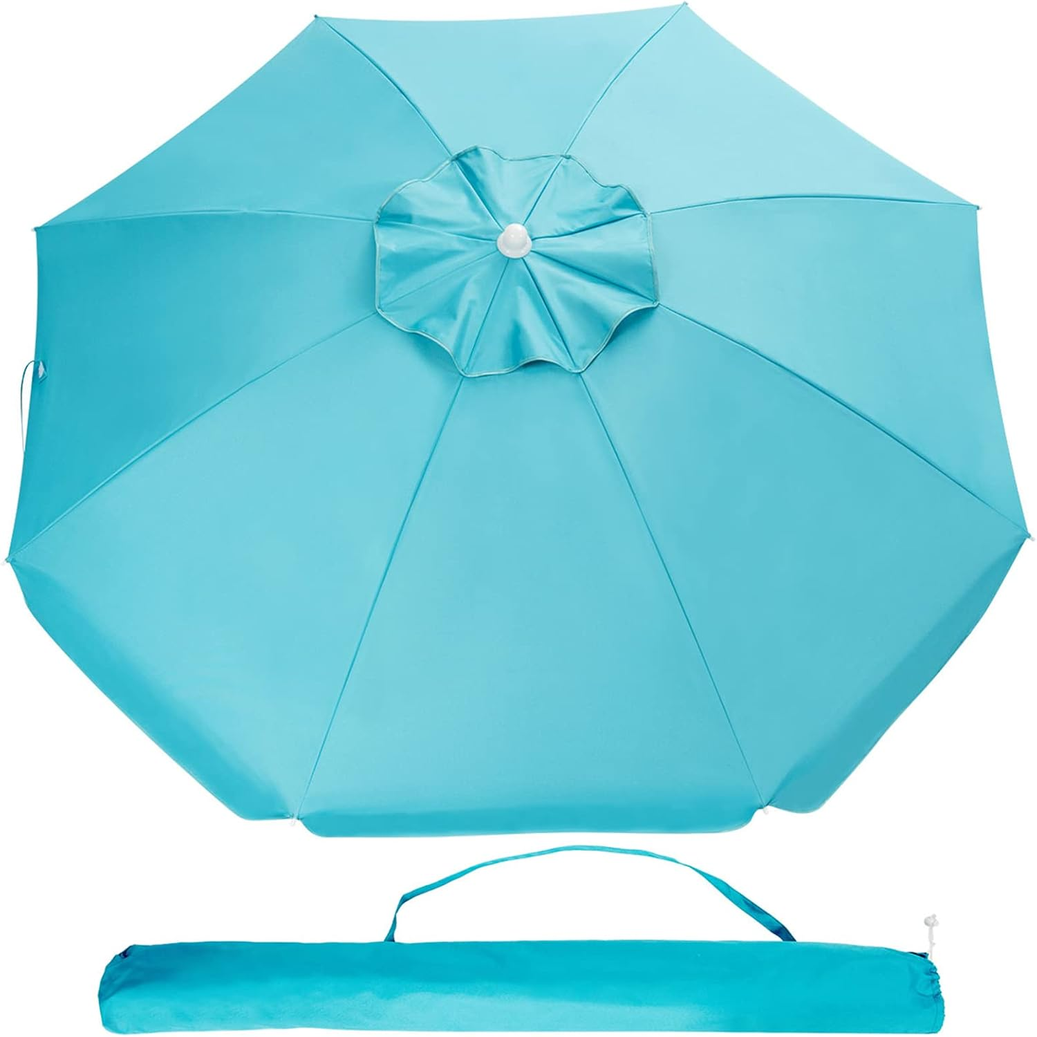 Costway 198Cm Beach Umbrella W/Sand Anchor, Outdoor Patio Umbrella W/Push Button Tilt & UPF 50+ Protection, Portable Sunshade Umbrella W/Carry Bag for for Beach Patio Garden Outdoor image number 2