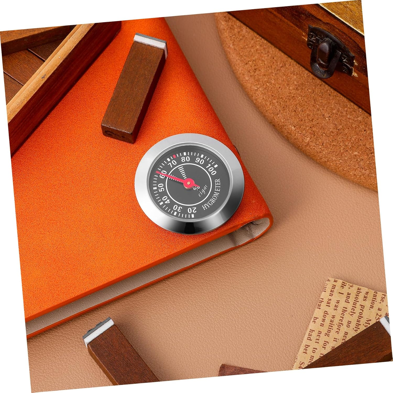 Veemoon round Mechanical Analog Hygrometer for Cigar Humidors and Musical Instrument Cases Accurate Humidity Gauge Portable Small Black Moisture image number 3