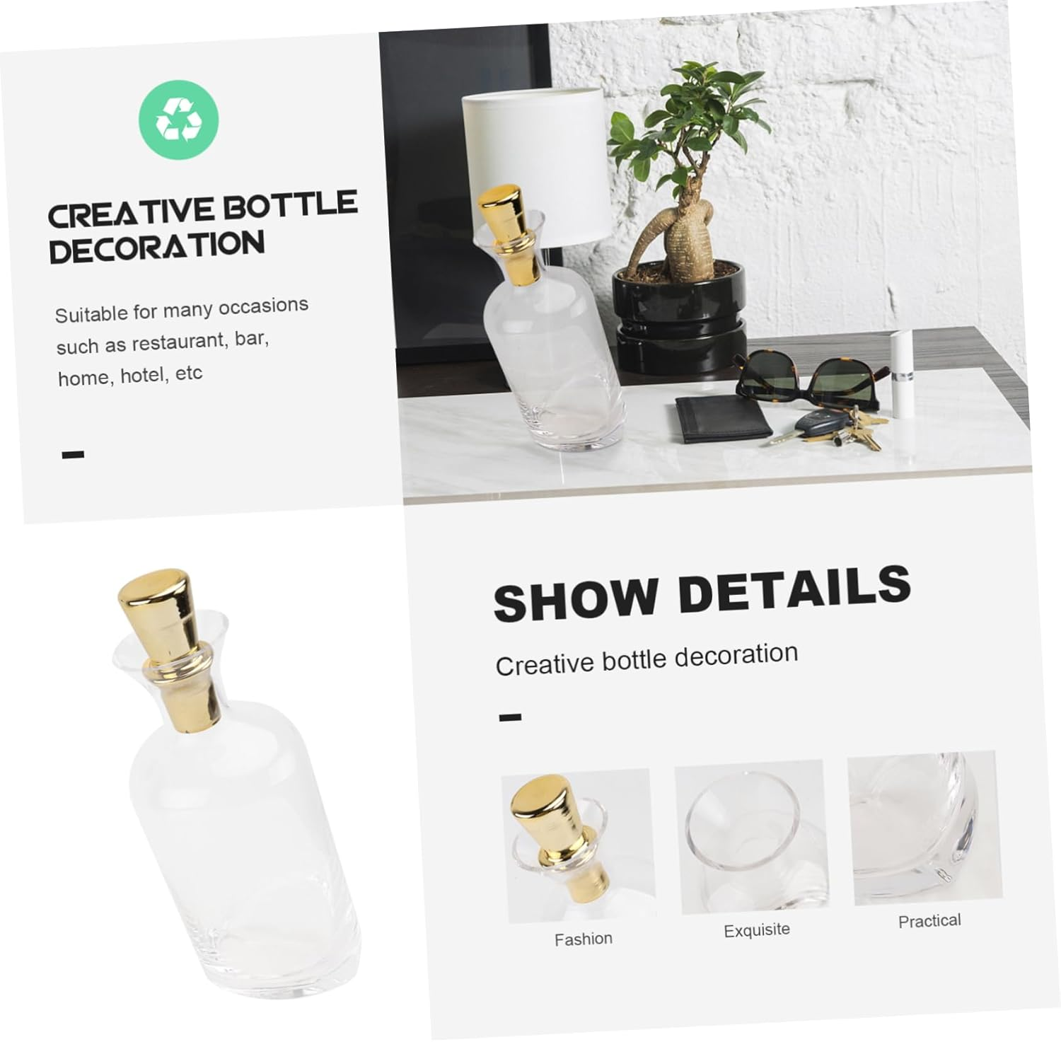 TOPPERFUN 1Pc Creative Inclined Transparent Wine Decanter Premium Glass Wine Container Stylish Modern Design for Home Decor Elegant Dining Experience image number 3