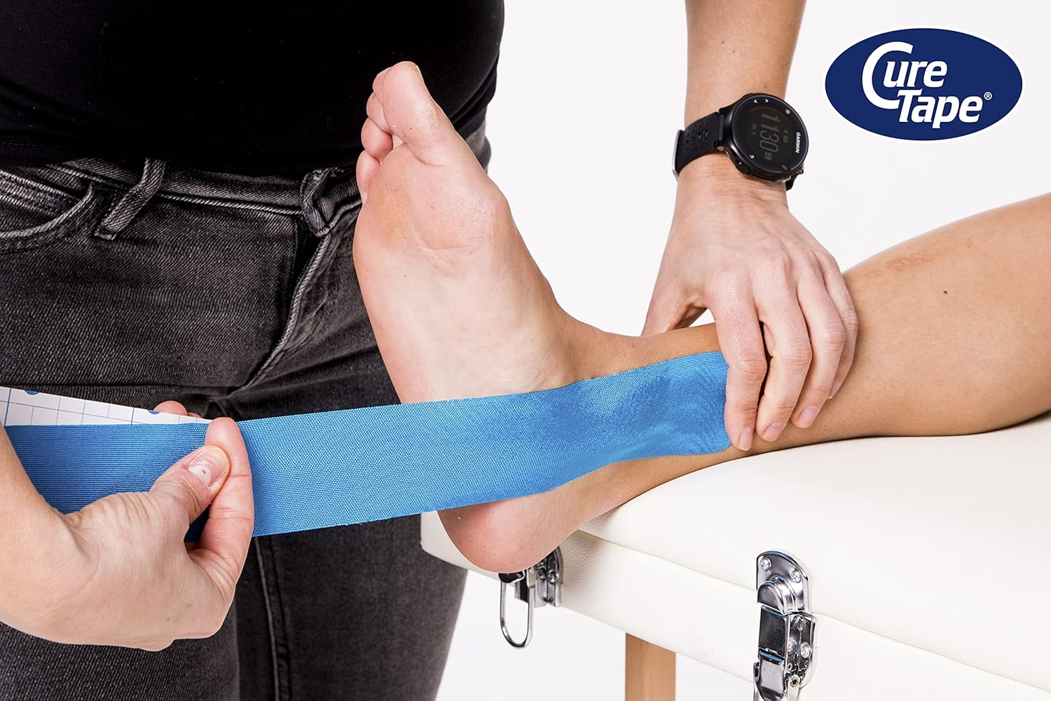 Curetape&reg; Sports Kinesiology Tape | 30% Stronger Adhesion for Extreme Sporting Conditions | Waterproof & Quick Dry Viscose | Recover Faster, Train Harder! (Blue) image number 4