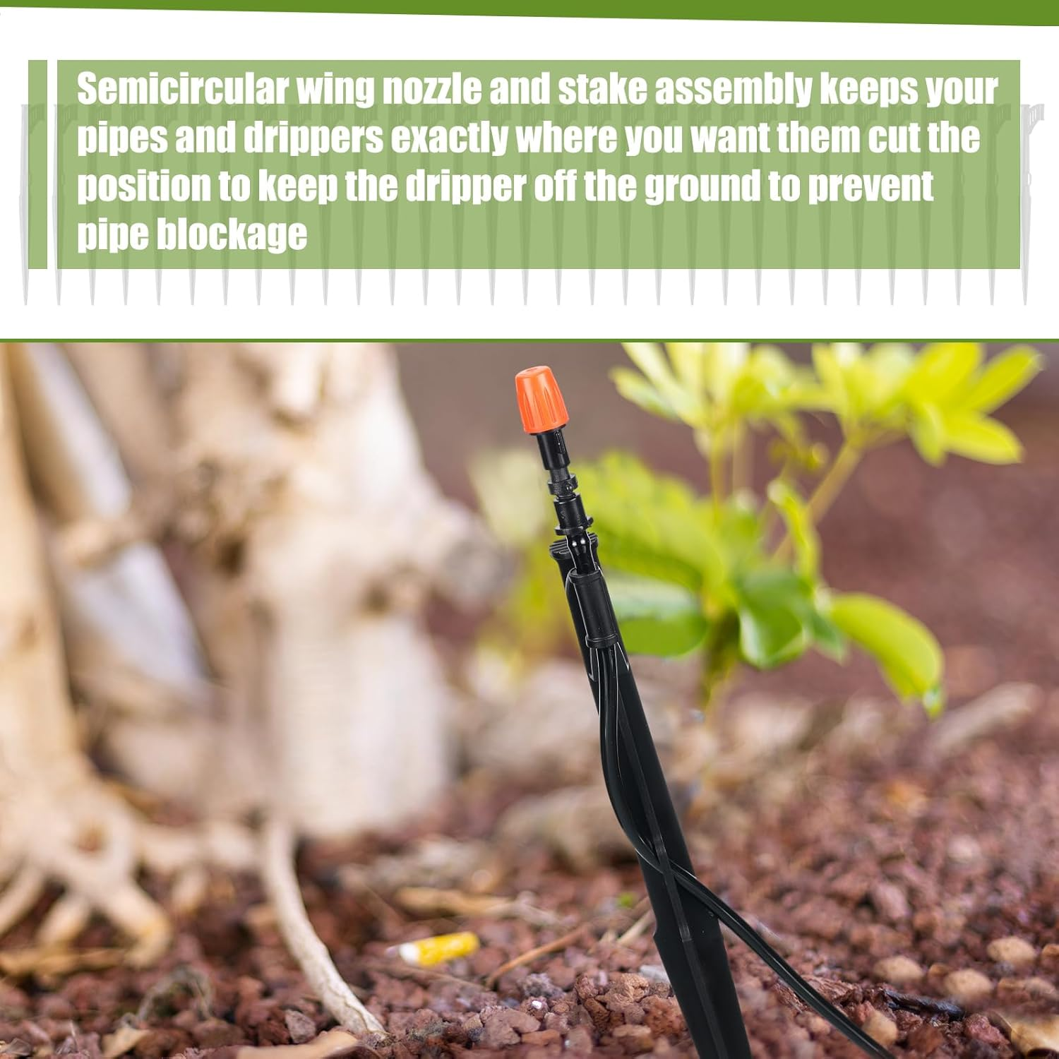 100 Pcs 12.8" Irrigation Drip Support Stakes 1/4 Inch Tubing Hose Holder Adjustable Riser Drip Lines Ground Stakes for Micro Sprinkler Gardens Irrigation Supplies image number 2