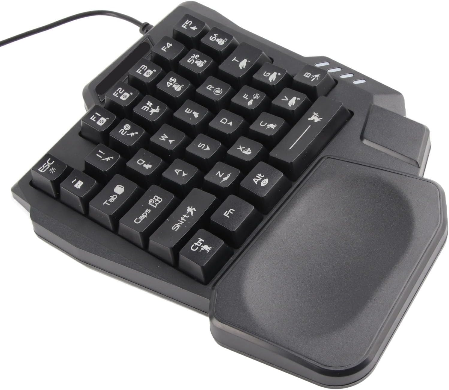 One Handed Gaming Keyboard, 3 Color Backlight 35 Keys Single Handed Wired Gaming Keyboard for Computer Mobile Games, USB Interface, Rubber anti Slip Foot Pad, 1.5M Cable image number 6