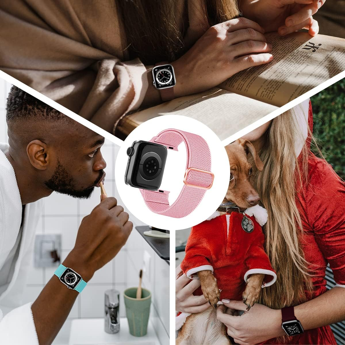 Chinbersky 5 Pack Watch Straps Compatible with Apple Watch Strap 38Mm 40Mm 41Mm 42Mm 44Mm 45Mm, Braided Elastic Stretchy Nylon Sport Solo Loop Band Replacement Straps for Iwatch Series 7/6/5/4/3/2/1 image number 1