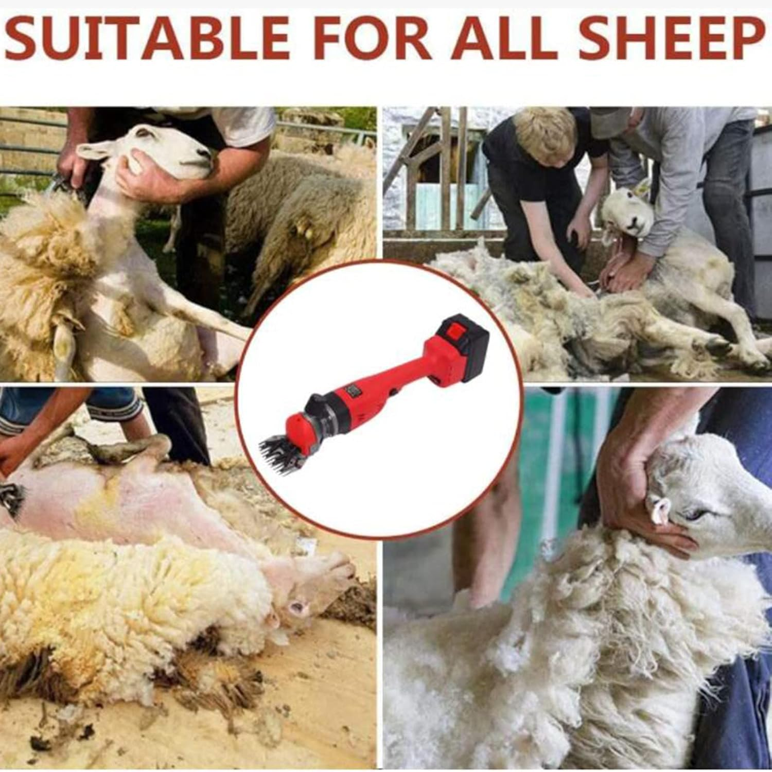500W Cordless Sheep Shears,Electric Sheep Shearing Clippers with Two Batteries,Rechargeable,Wireless,For Shaving Fur Wool in Sheep,Goats,Cattle,Farm Livestock Pet,13Straightteeth image number 1