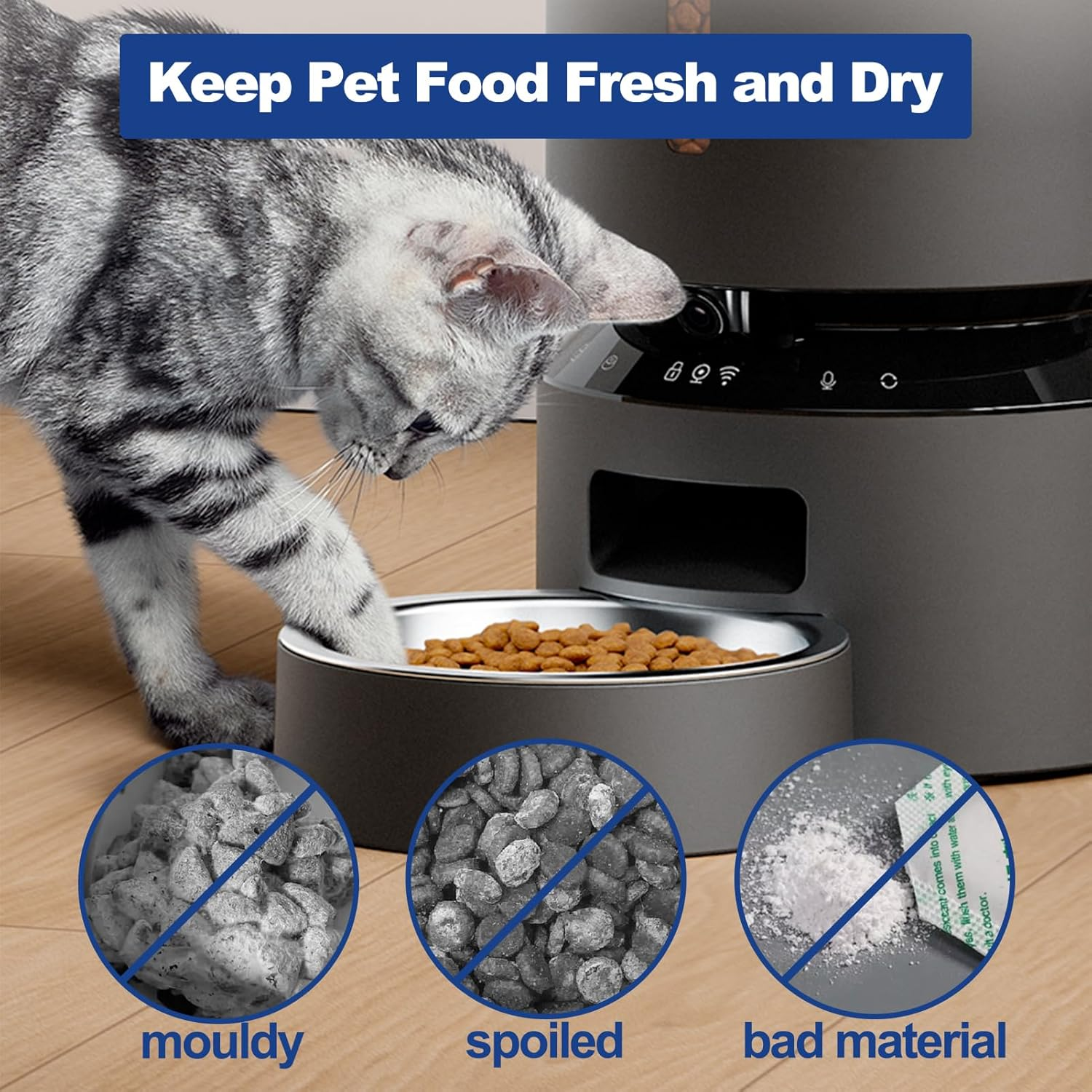 Pet Food Desiccant Bag, 12 Pack, Compatible with Petlibro Automatic Cat Feeder, Silica Gel, Deoxidizer, Activated Carbon, Keeps Pet Food Dry and Fresh image number 3