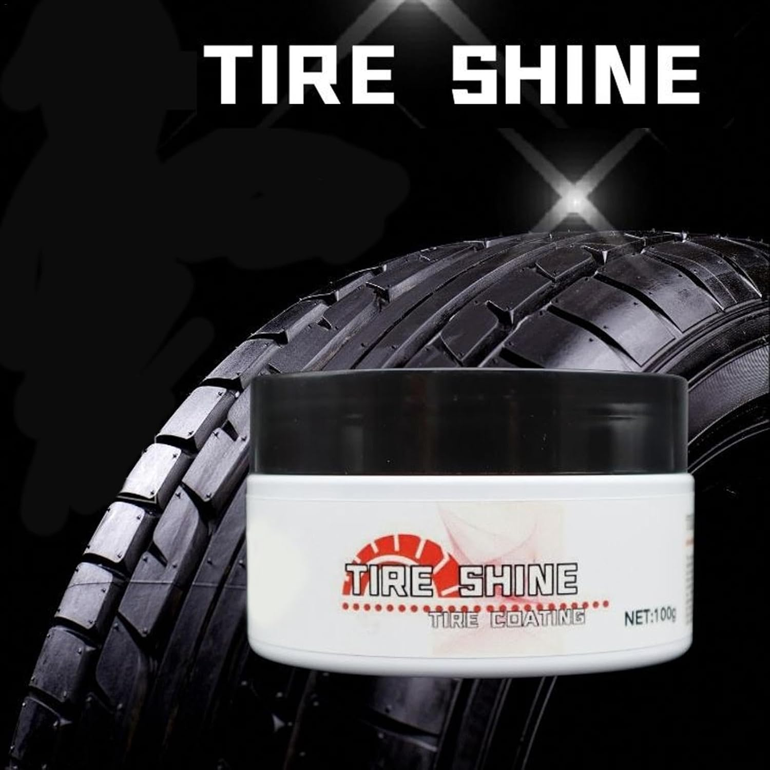 Tire Shine Coating - Tire Shine Applicator Wheel Care Tire Cleaner - 100G UV Protection Polish Tire Restore Stains Dressing Wax Automotive Maintenance Wax image number 4