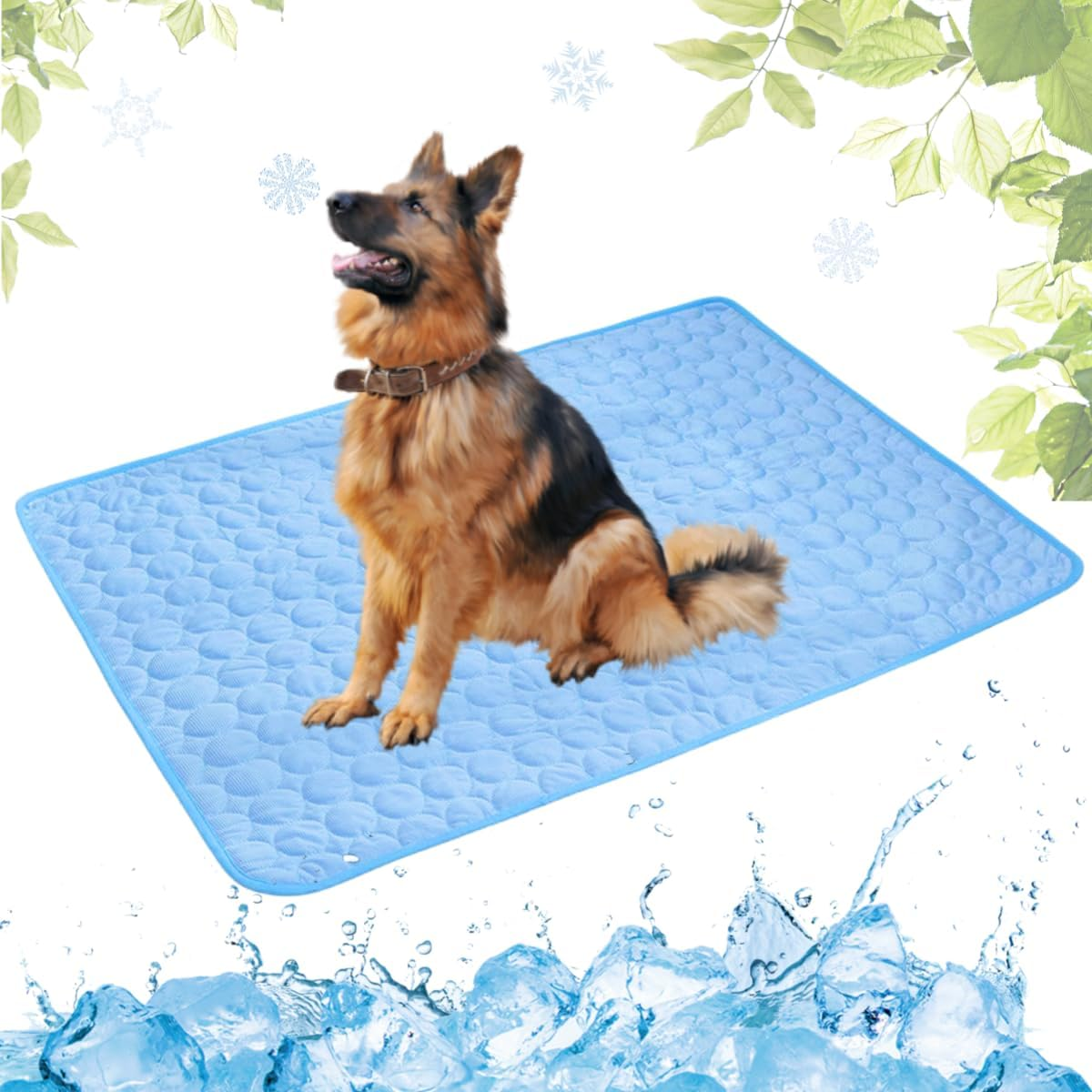 LEZUAN Cooling Mat Dogs, Self-Cooling Dog Mat, Cooling Blanket Cats, Non-Toxic Cooling Pad for Pets, Washable Dog Cold Mat for Indoor, Outdoor and Car (Blue, 55 X 70 Cm)