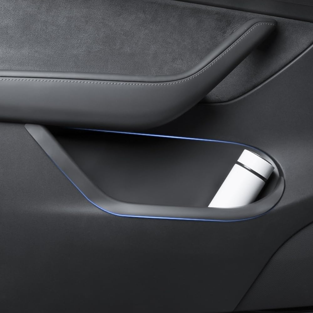 GROZY 4PCS Enovorld Upgrade Full-Cover Front and Rear Door Side Storage Boxes for Tesla Model 3, Front and Rear Door Tray Organizer for 2024 Tesla Model 3 TPE Door Slot Tray Mats(Black) image number 6