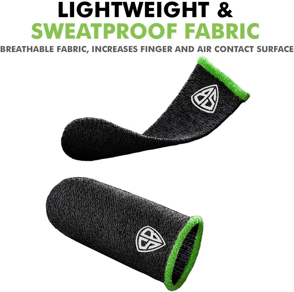 Spinbot Thumb & Finger Sleeve for Mobile Game (4 Pieces), Pubg,Cod,Freefire -With Carry Box-Pack of 2 Pair- Black image number 6
