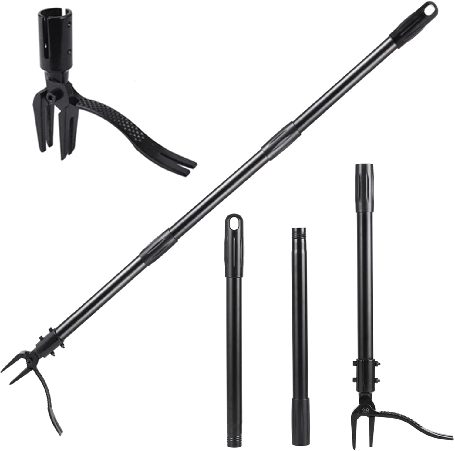 1.2M Weed Puller with 4-Claw Steel Head, Long Handle Weed Remover Hand Weeder Tool, 3 Lengths of Adjustable Garden Weeding Tools for Lawn Garden, Manual Weeding Tool without Bending or Kneeling (1.2M) image number 4