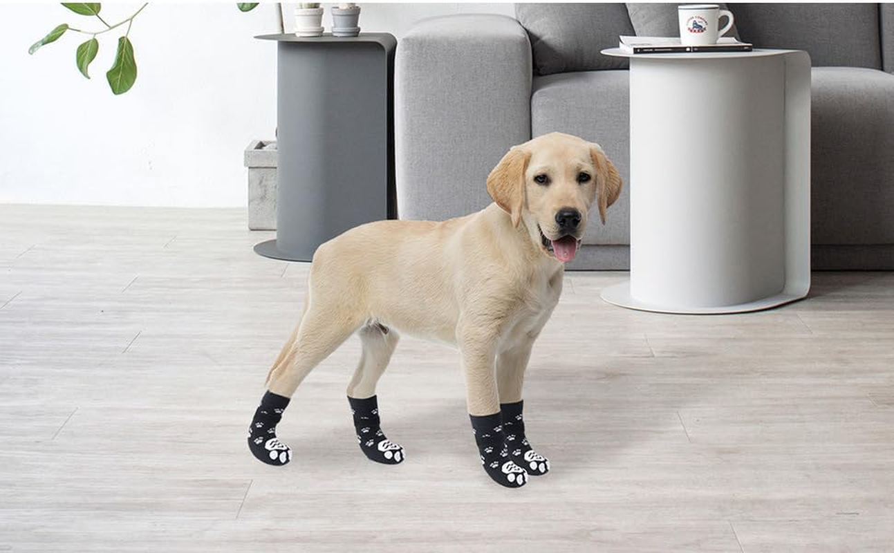 Double Side Anti-Slip Dog Socks - 2 Pairs Paw Protectors with Grips, Dog Shoes with Strong Traction Control, for Outdoor Hot/Cold Pavement, Indoor Hardwood Floors, Prevent Licking (Black, L) image number 5