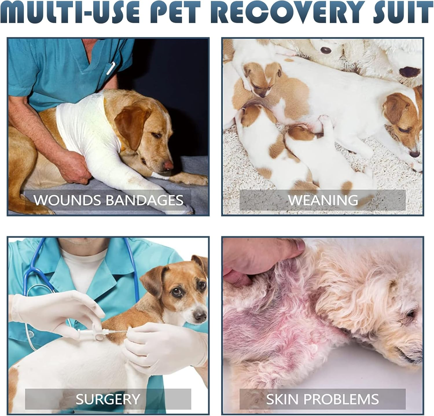 TYXHXTF 2PCS Dog Surgery Recovery Suit Dog after Surgery,Dog Recovery Suit Female Male,Dog Body Suit after Surgery,Post Surgery Dog Onesie,Adjustable Dog Post Surgery Body Suit(Blue) image number 4