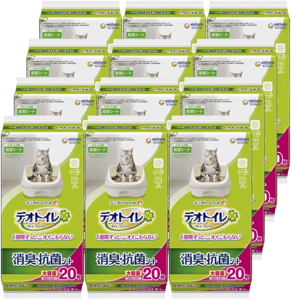 Deo Toilet Cat Sheets, Deodorizing, Antibacterial Sheets, 20 Sheets X 12 Pieces, Urine, Pet Supplies, Unicharm (Sold by Case) image number 4