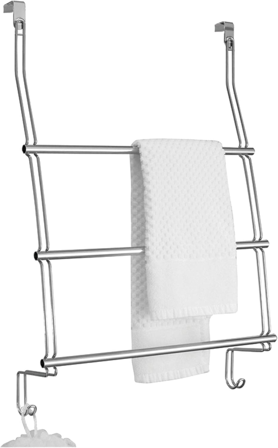 Idesign over the Door Towel Rack with Hooks for Bathroom,Chrome