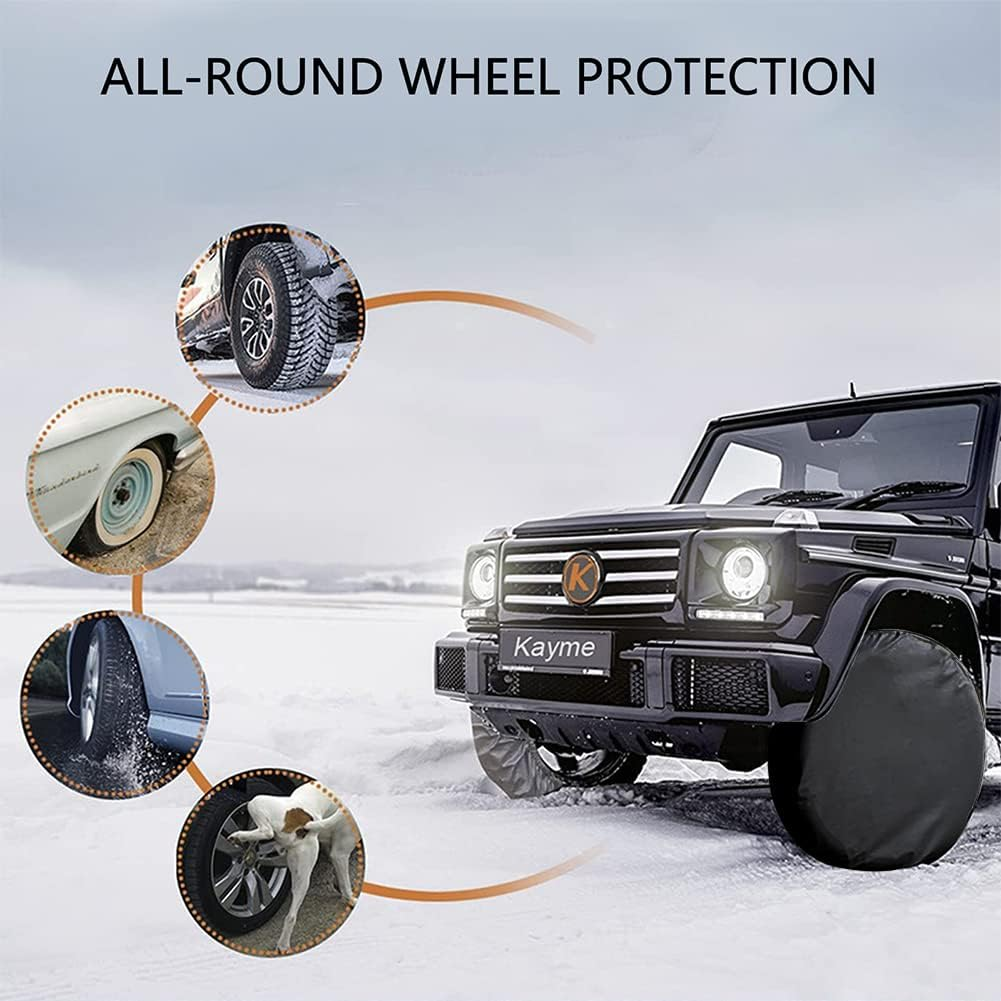 Wheel Protection Tyre Cover, Waterproof Spare Wheel Cover, Tyre Protection Cover, Diameter 65 Cm, Black (With Handle) image number 5