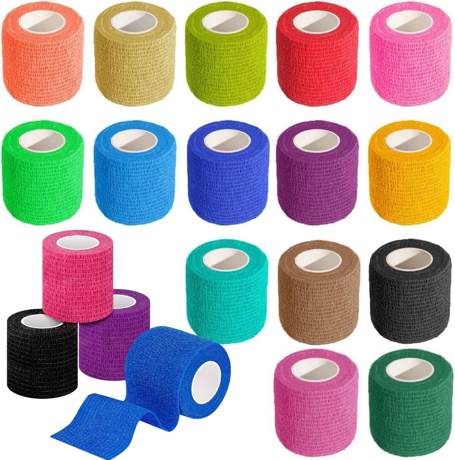 15 Rolls Self Adhesive Bandage Wrap,2 Inch Cohesive Bandage Self Adherent Wrap Breathable Athletic Tape Stretch Adhesive Wraps Sports Tape for Wrist Ankle Swelling Sprains,15 Colors image number 3